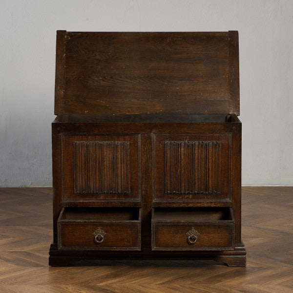 英国 クラシック オーク材 ブランケットボックス