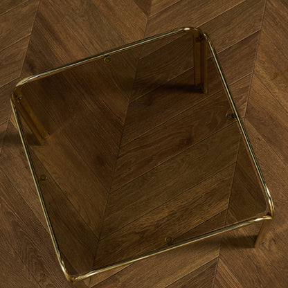 イギリス ヴィンテージ スモーク ガラストップ ネストテーブル #97788