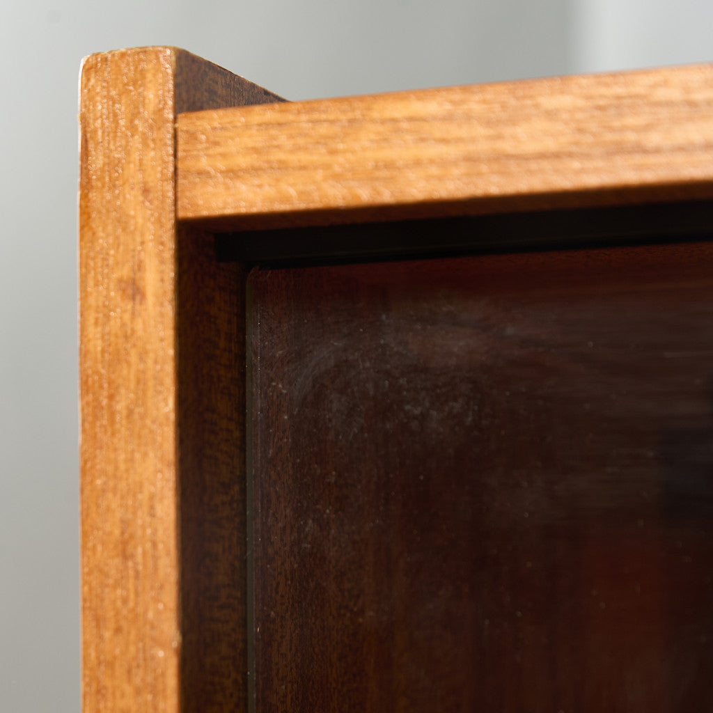 英国 ヴィンテージ ナロー ガラス ブックケース 食器棚