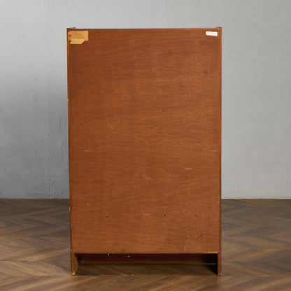 英国 ヴィンテージ ナロー ガラス ブックケース 食器棚