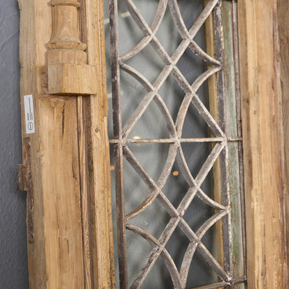 英国 アンティーク 両開き 鉄格子 ウッド ドア 2点セット