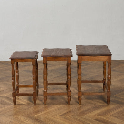 英国 クラシック オーク材 ネストテーブル サイドテーブル