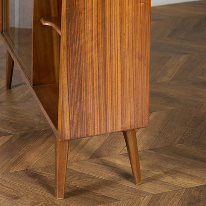 ヴィンテージ ナロー ガラスキャビネット ブックケース