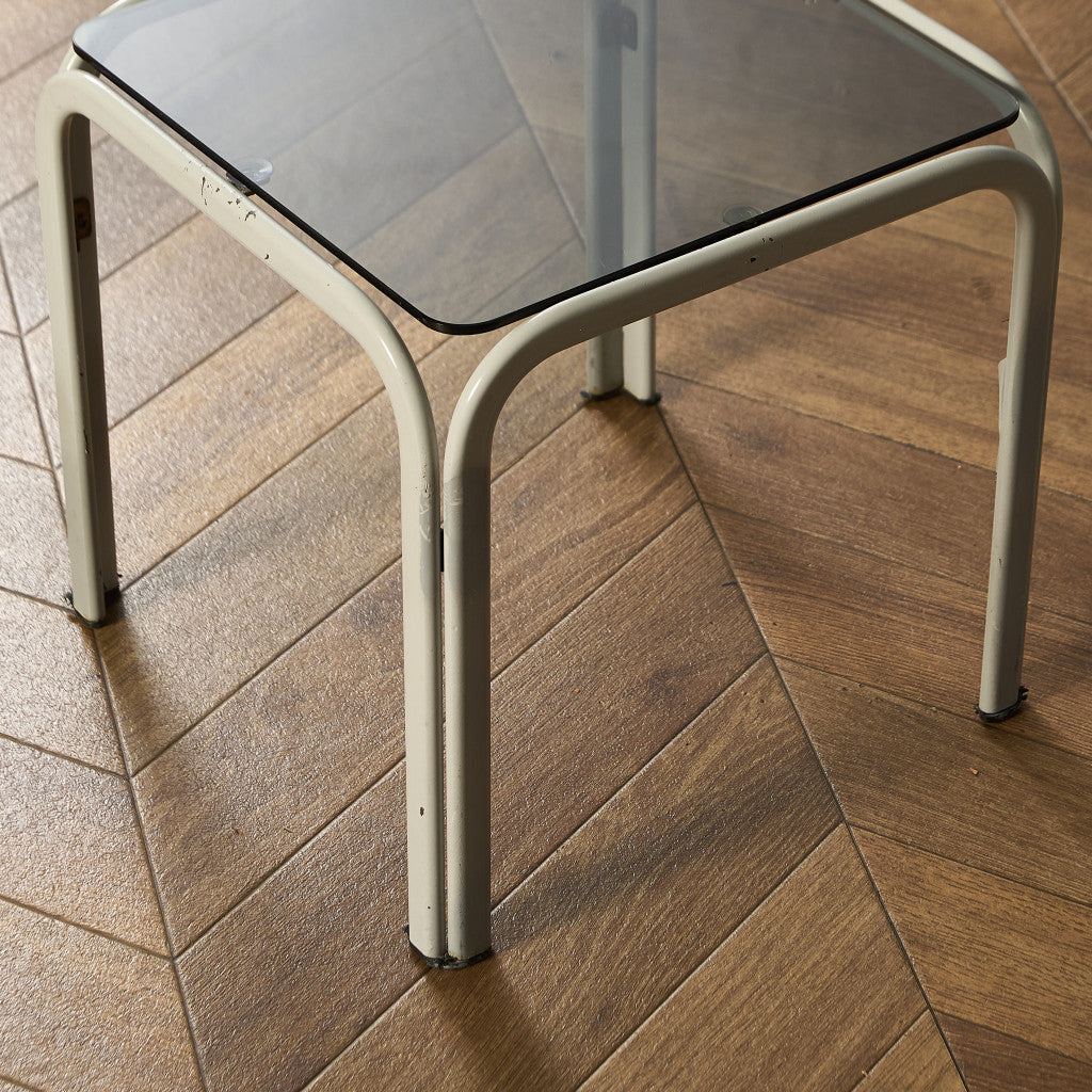 イギリス ヴィンテージ スモークガラストップ ネストテーブル #97789