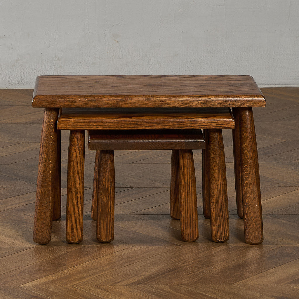 オランダ製 オーク無垢材 ネストテーブル