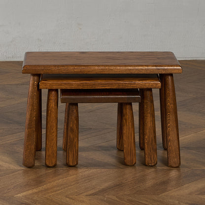 オランダ製 オーク無垢材 ネストテーブル