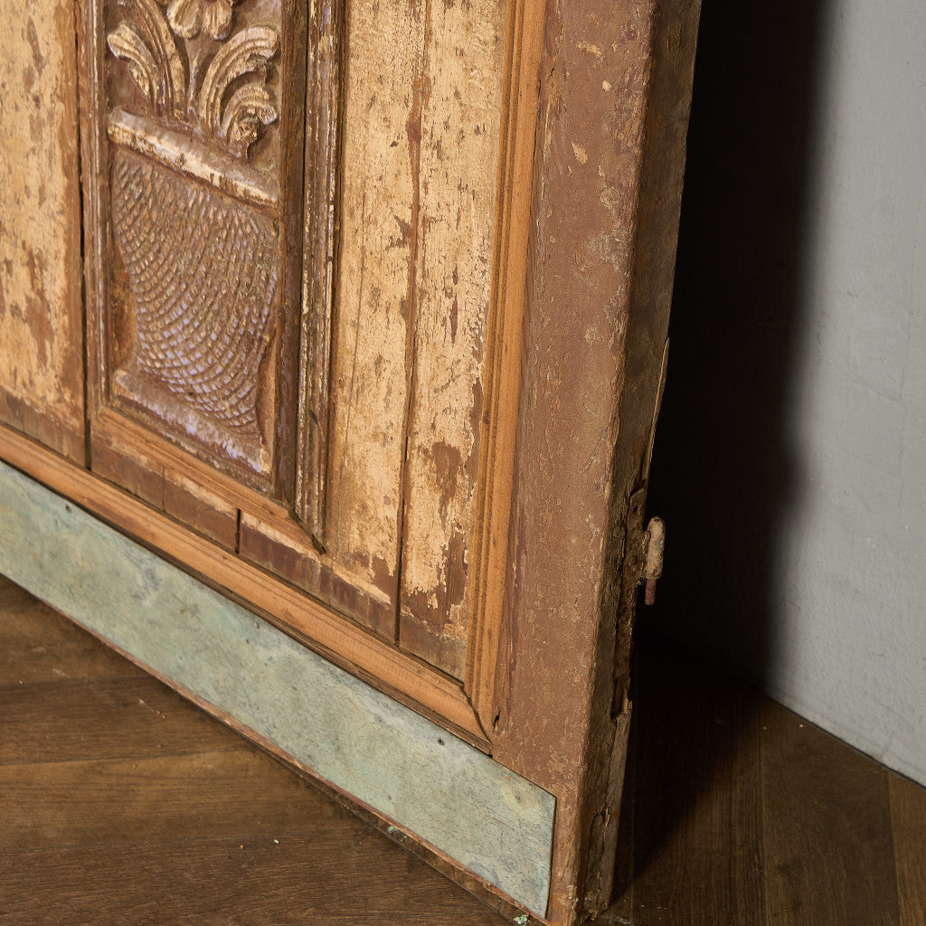 英国 アンティーク 両開き 鉄格子 ウッド ドア 2点セット