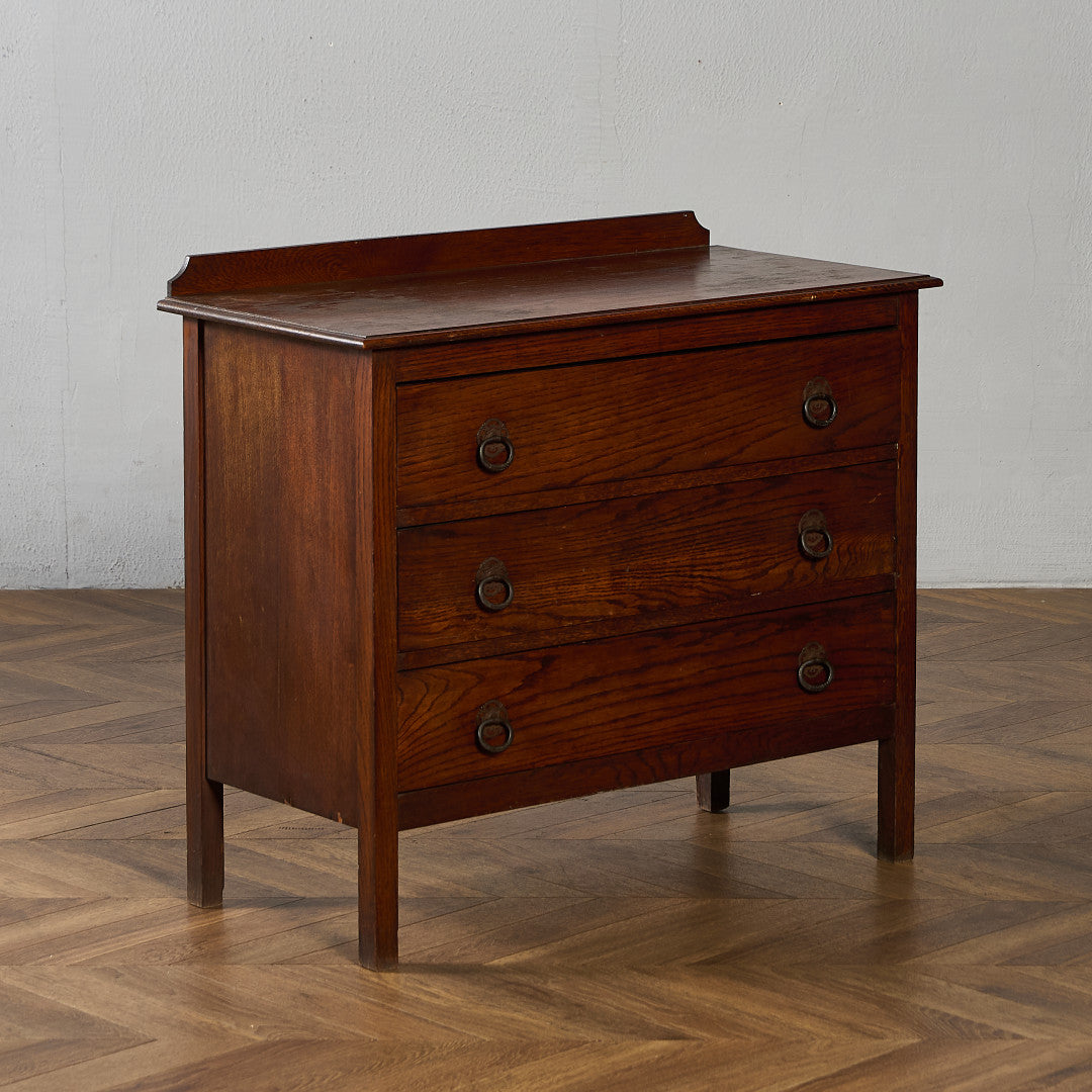 英国 クラシック オーク材 3段チェスト