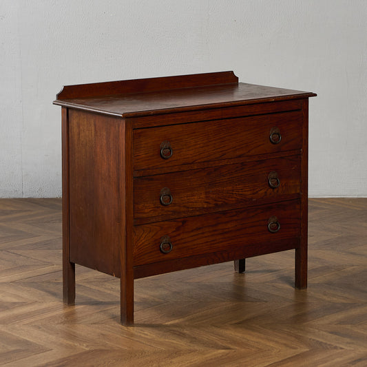 英国 クラシック オーク材 3段チェスト