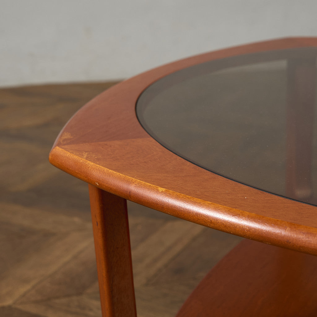 英国ヴィンテージ センターテーブル コーヒーテーブル 英国 ヴィンテージ スモーク ガラストップ コーヒーテーブル