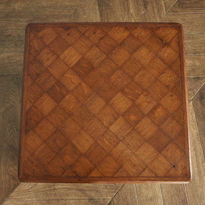 British classic parquet top side table #81898