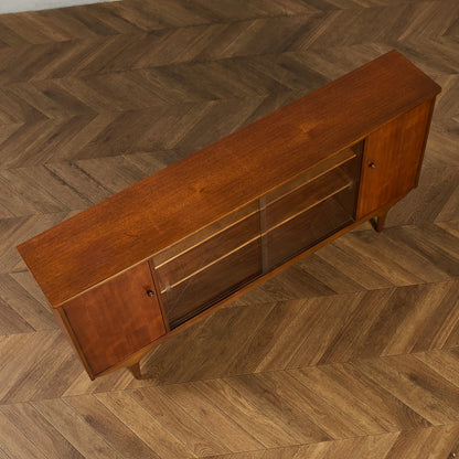 英国 ヴィンテージ ナロー ガラス ブックケース