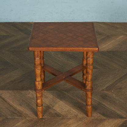 British classic parquet top side table #81898