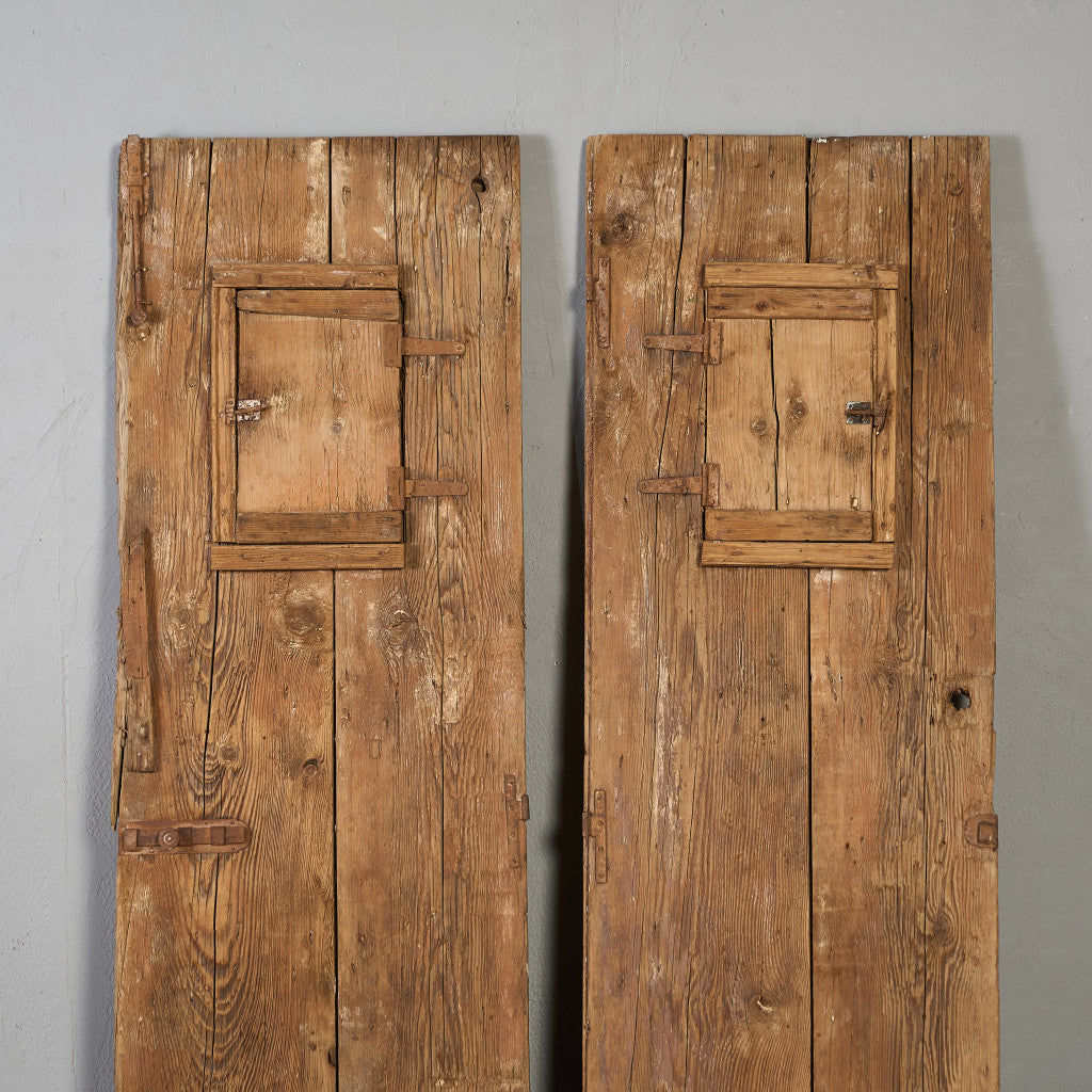 英国 アンティーク 両開き 鉄格子 ウッド ドア 2点セット