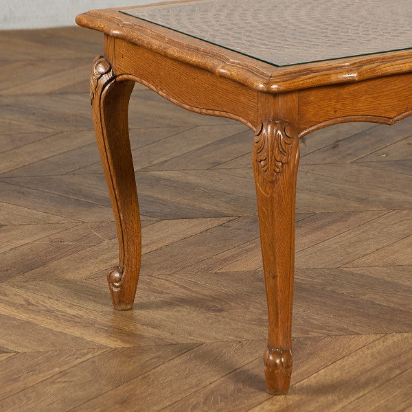 英国 クラシック ガラストップ ラタン コーヒーテーブル