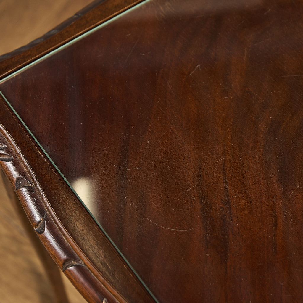 英国 クラシック ガラストップ ネストテーブル