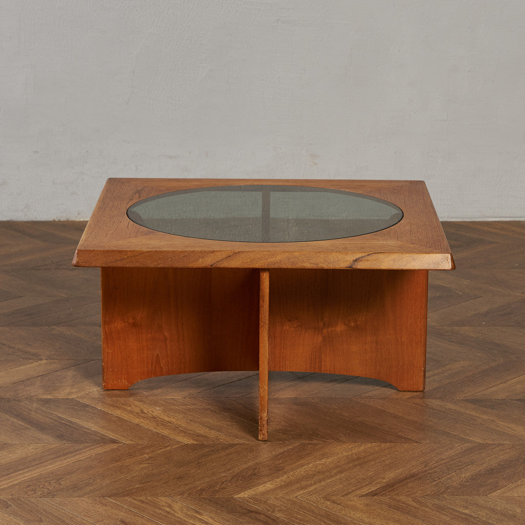 ヴィンテージ スツール付き ガラストップ センターテーブル