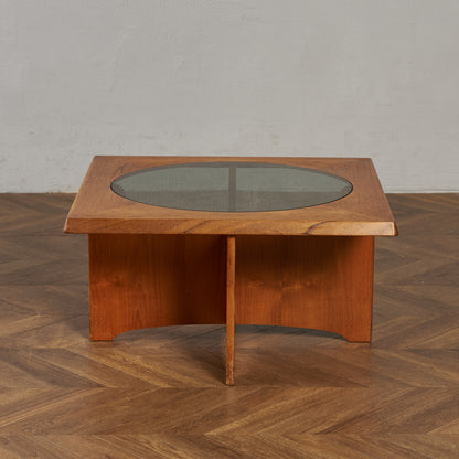 ヴィンテージ スツール付き ガラストップ センターテーブル