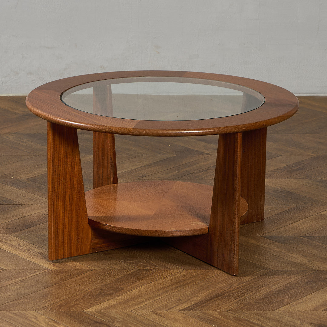 英国 ヴィンテージ ガラストップ コーヒーテーブル