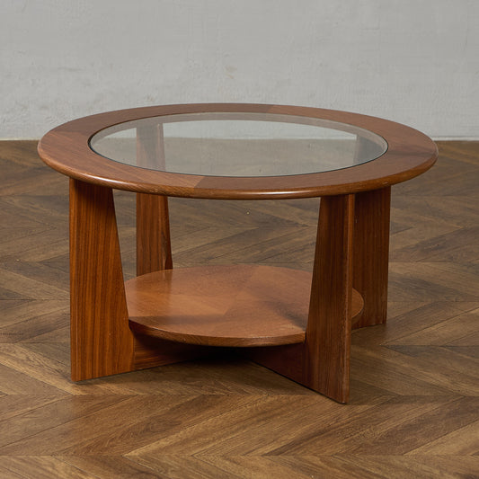 英国 ヴィンテージ ガラストップ コーヒーテーブル