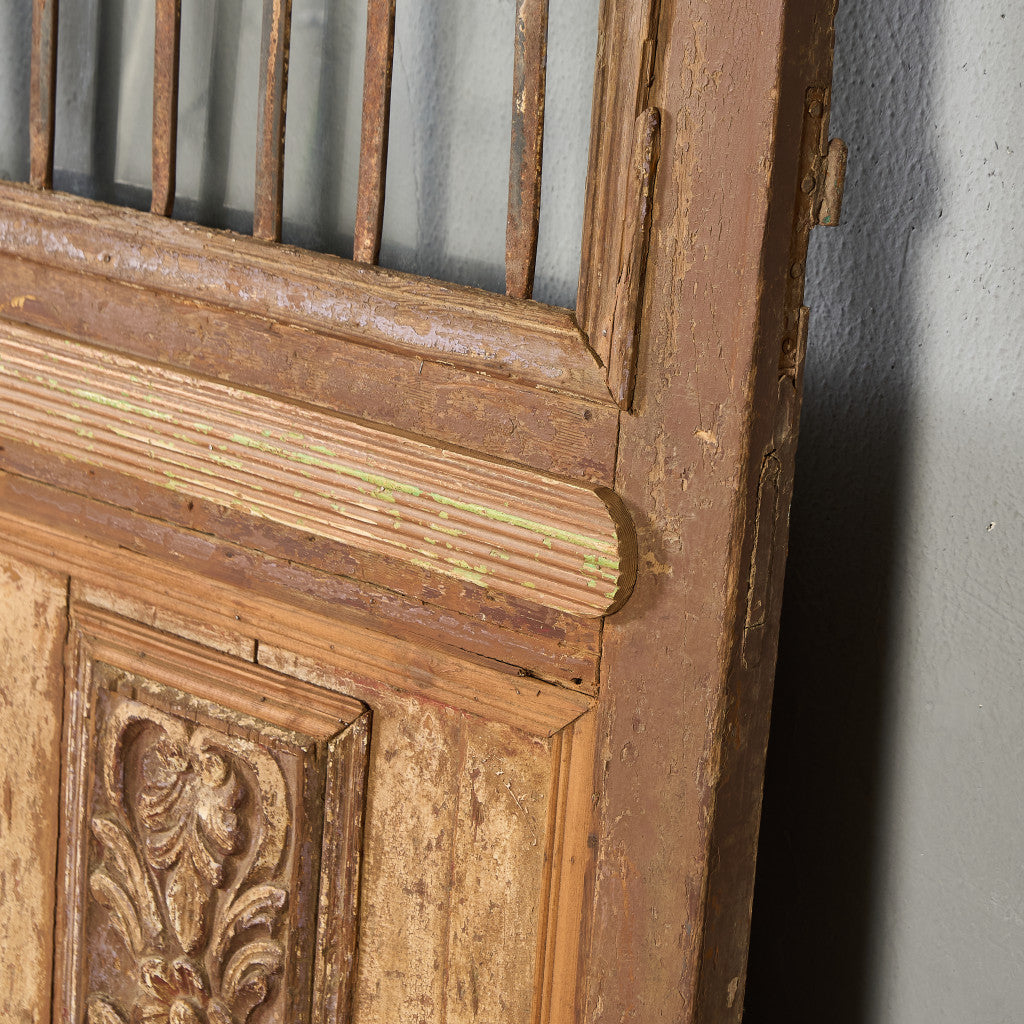 英国 アンティーク 両開き 鉄格子 ウッド ドア 2点セット