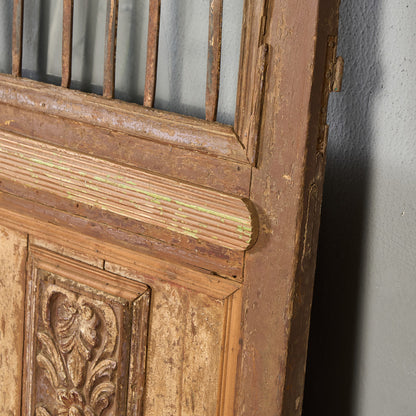 英国 アンティーク 両開き 鉄格子 ウッド ドア 2点セット