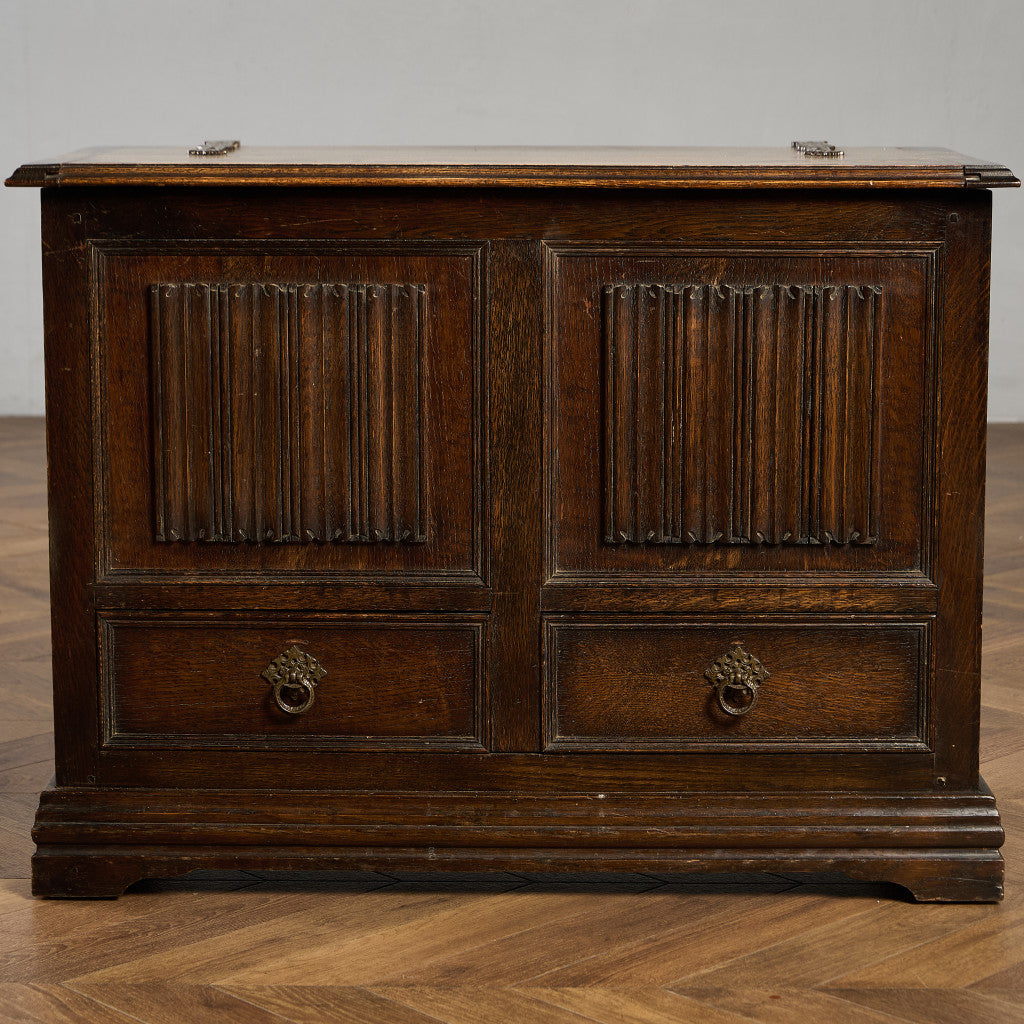 英国 クラシック オーク材 ブランケットボックス