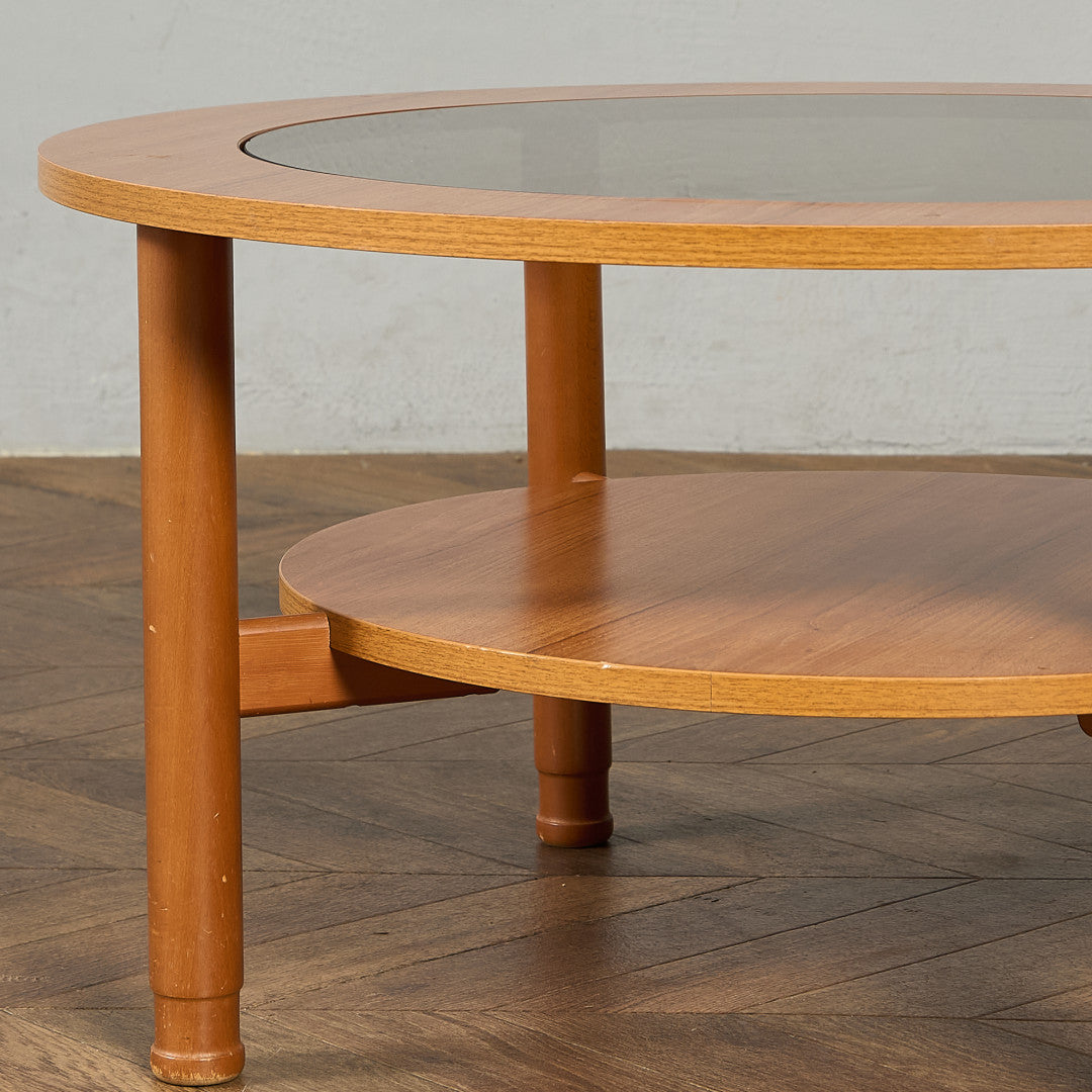 ヴィンテージ スモーク ガラストップ コーヒーテーブル センターテーブル