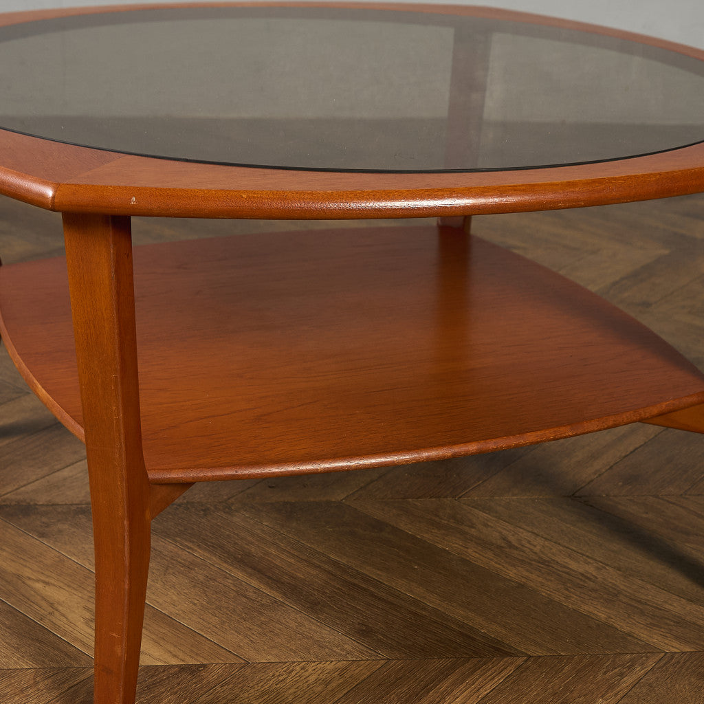 英国 ヴィンテージ スモーク ガラストップ コーヒーテーブル センターテーブル