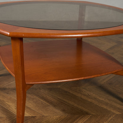 英国 ヴィンテージ スモーク ガラストップ コーヒーテーブル センターテーブル