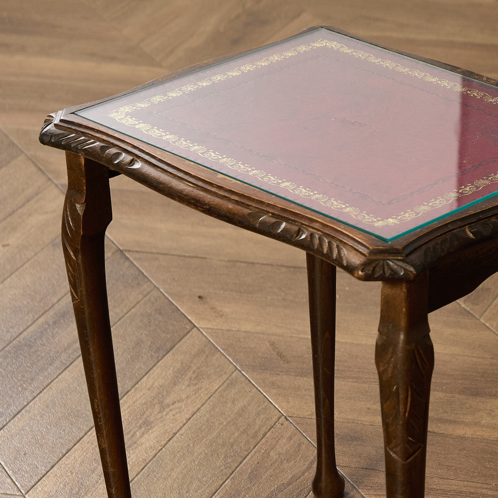 英国 クラシック ガラストップ ネストテーブル