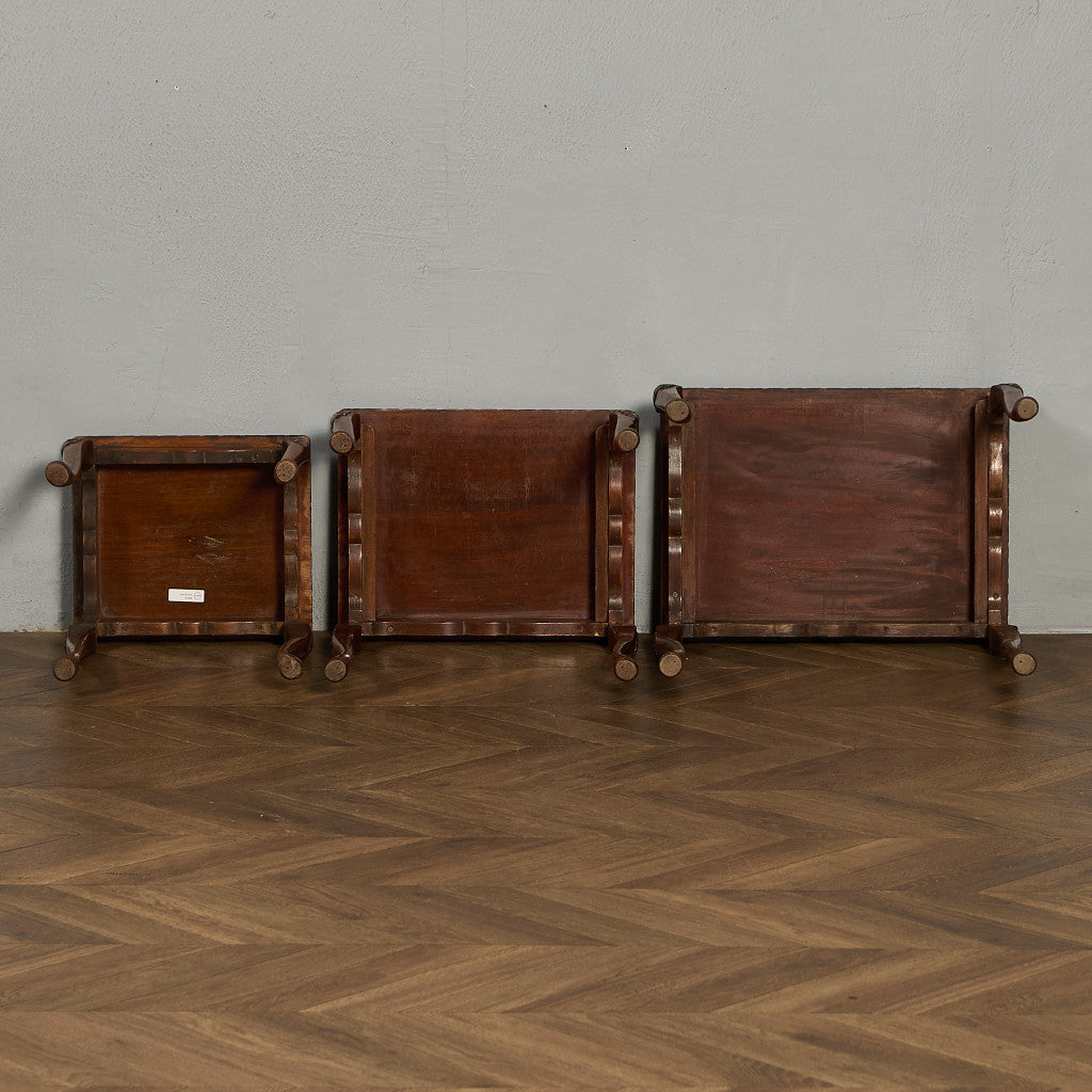 英国 クラシック ガラストップ ネストテーブル