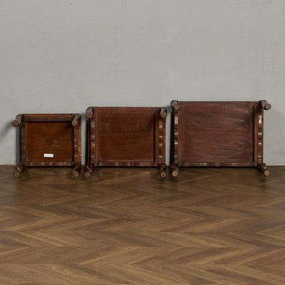 英国 クラシック ガラストップ ネストテーブル