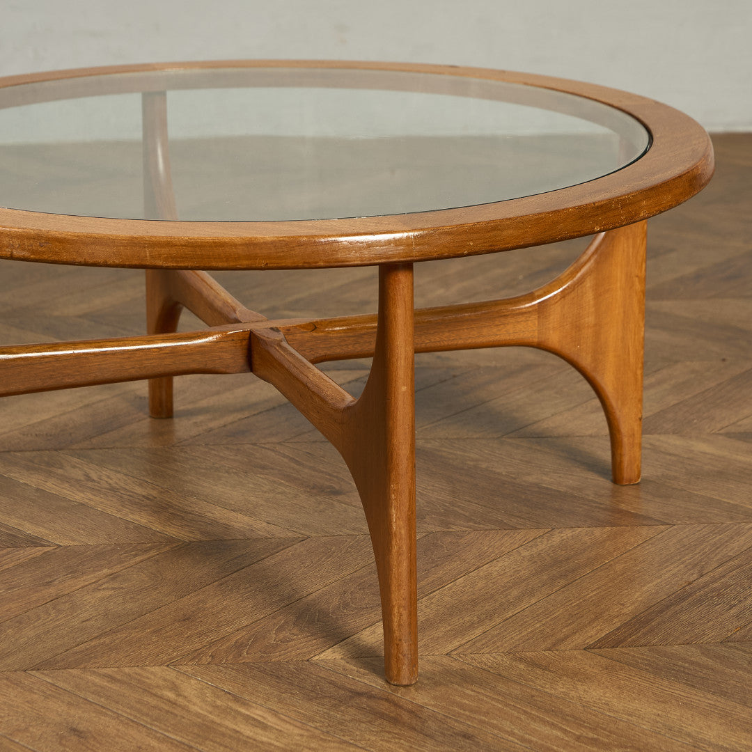ガラストップ ラウンドコーヒーテーブル