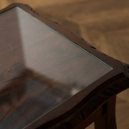 英国 クラシック ガラストップ ネストテーブル