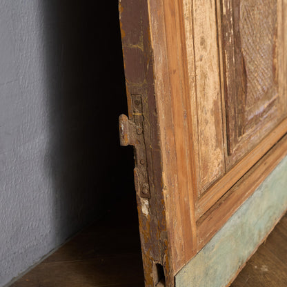 英国 アンティーク 両開き 鉄格子 ウッド ドア 2点セット