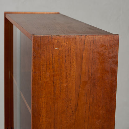 英国 ヴィンテージ ナロー ガラス ブックケース 食器棚