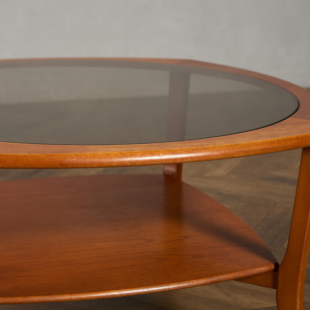 英国 ヴィンテージ スモーク ガラストップ コーヒーテーブル センターテーブル