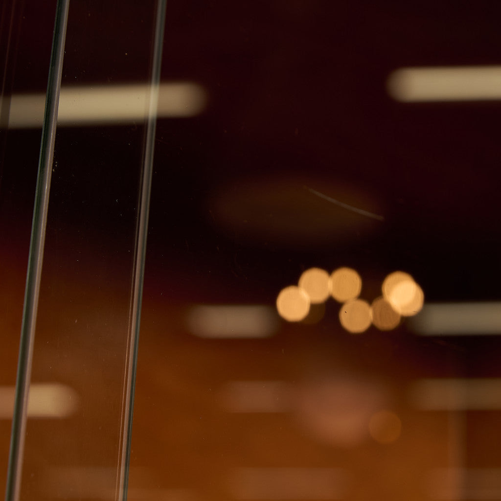 英国 ヴィンテージ ナロー ガラス ブックケース 食器棚