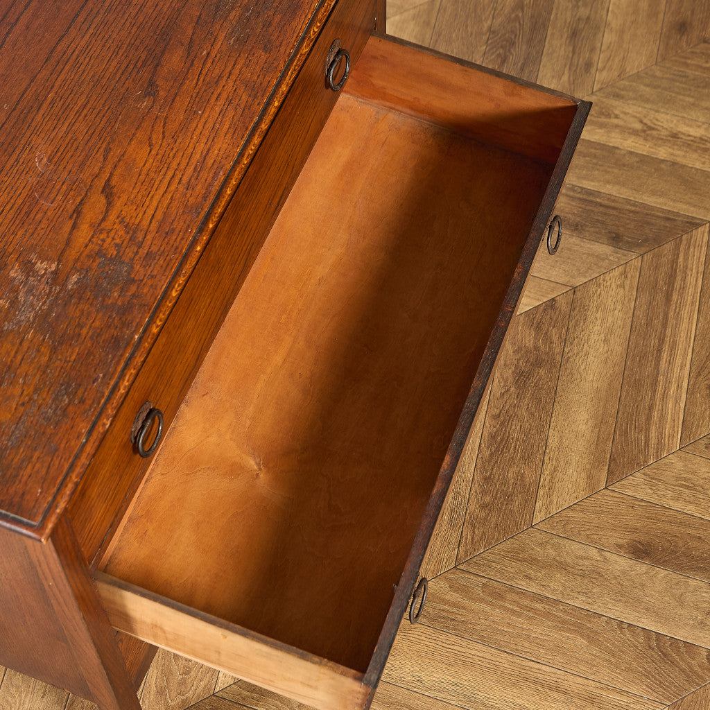 英国 クラシック オーク材 3段チェスト