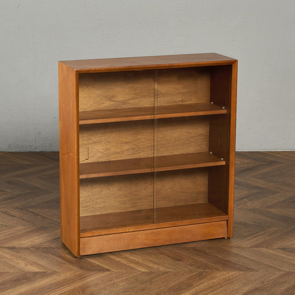 ビンテージガラスキャビネット布付き本棚 ジャパンヴィンテージ モールガラス キャビネット/Japanese