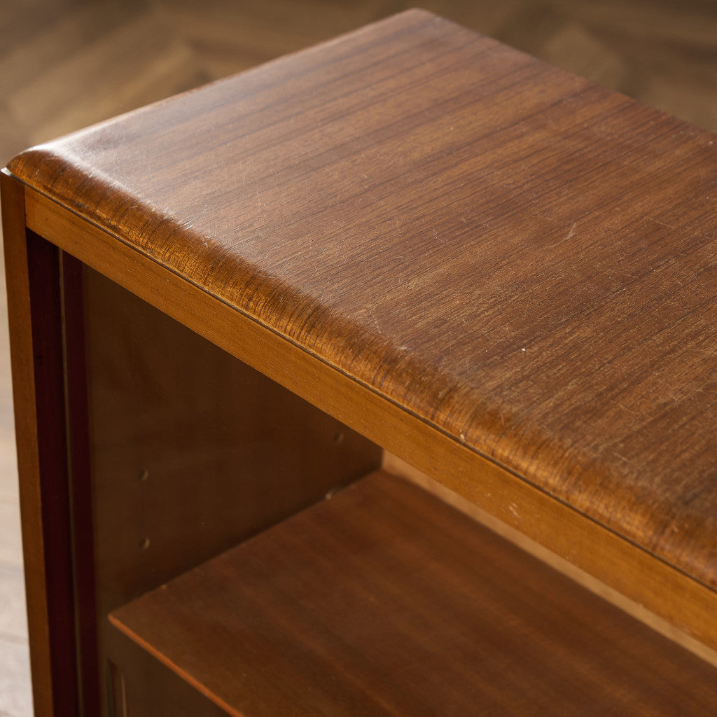 英国 ヴィンテージ ナロー ガラス ブックケース 食器棚