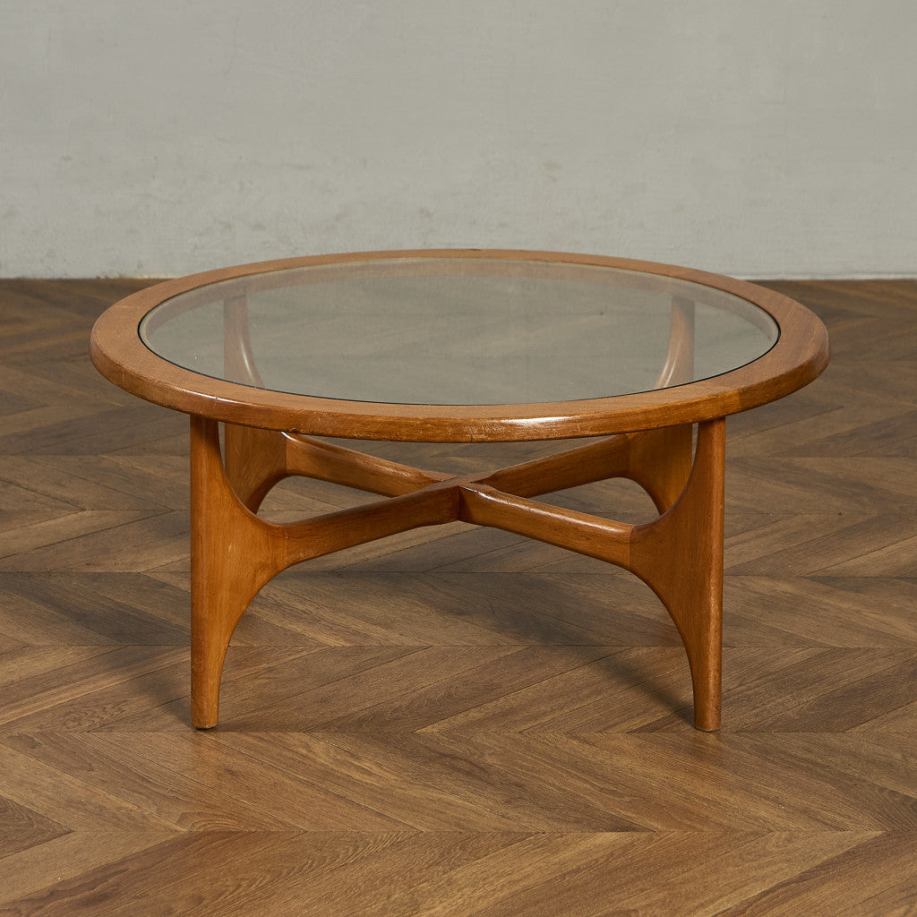 ガラストップ ラウンドコーヒーテーブル