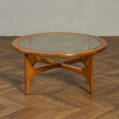 ガラストップ ラウンドコーヒーテーブル