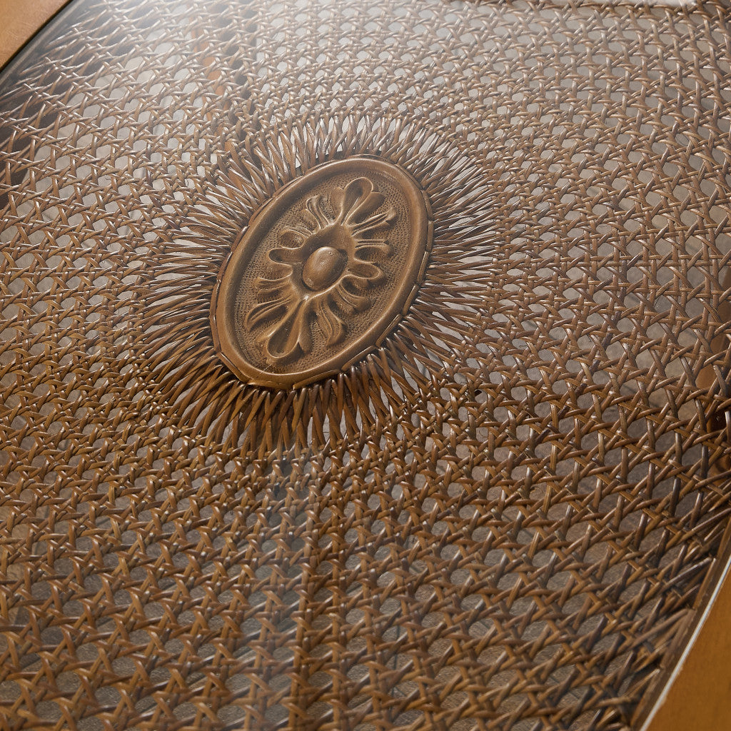 英国 クラシック ガラストップ ラタン コーヒーテーブル