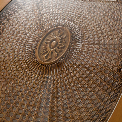 英国 クラシック ガラストップ ラタン コーヒーテーブル