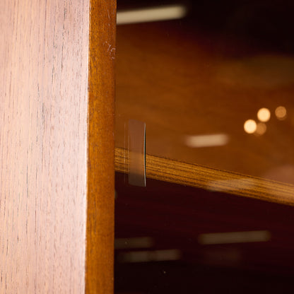 英国 ヴィンテージ ナロー ガラス ブックケース 食器棚