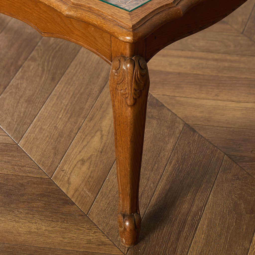 英国 クラシック ガラストップ ラタン コーヒーテーブル