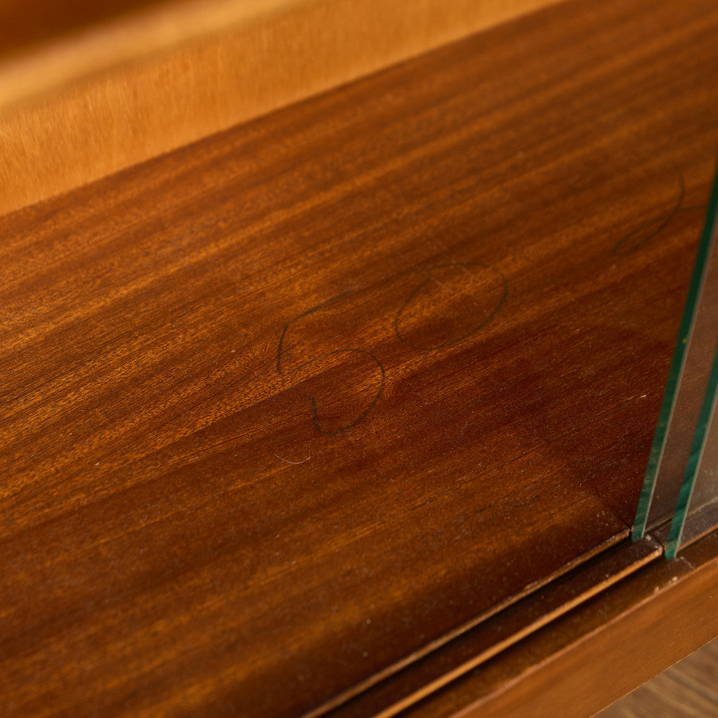 英国 ヴィンテージ ナロー ガラス ブックケース