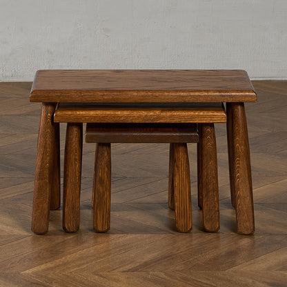 オランダ製 オーク無垢材 ネストテーブル